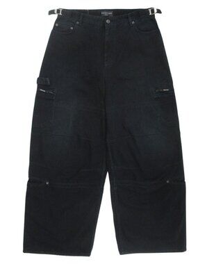 Balenciaga Soft Hand Wide Cargo Denim Pants Baggy M Black